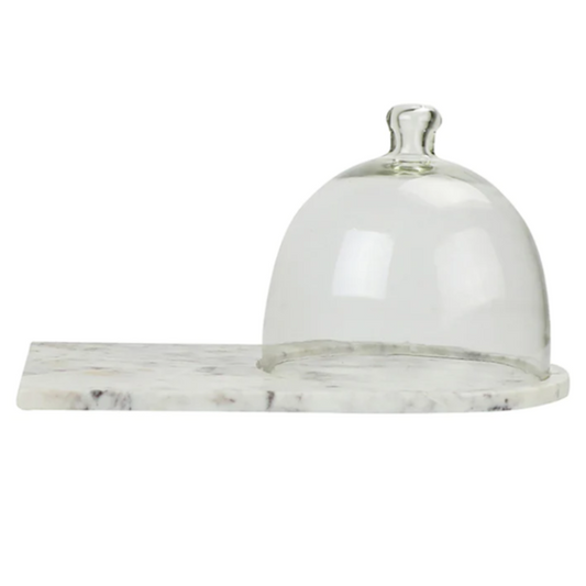 White Marble Cheese Board with Dome
